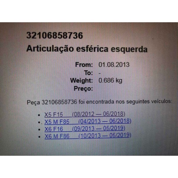 Pivô Esquerdo Direção Bmw X5 X6 2014 32106858736 Novo