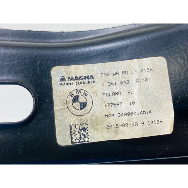 Máquina Vidro Traseira Esquerda Bmw 328 2017 Cód. 7351049