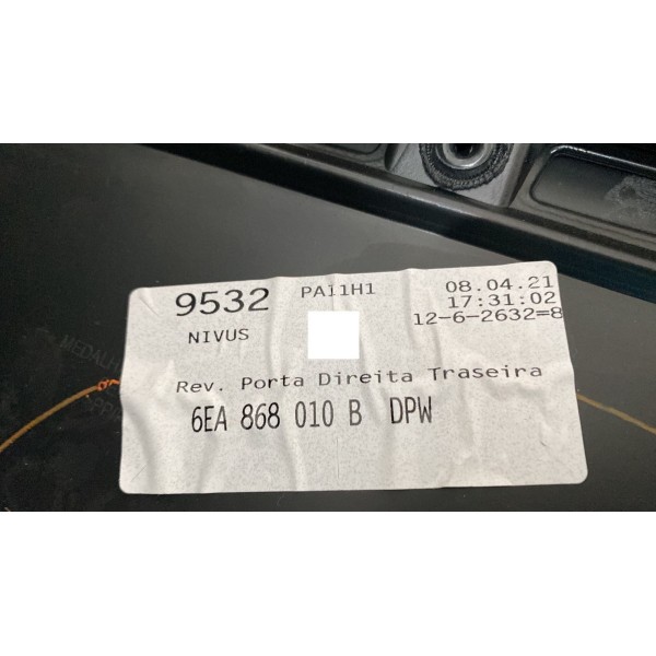 Forro De Porta Traseiro Direito Vw Nivus 1.0 Tsi 2021