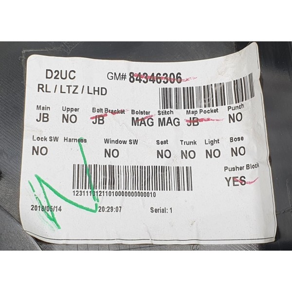 Forro Porta Traseiro Esquerdo Equinox Premier 2.0 Turbo 2018