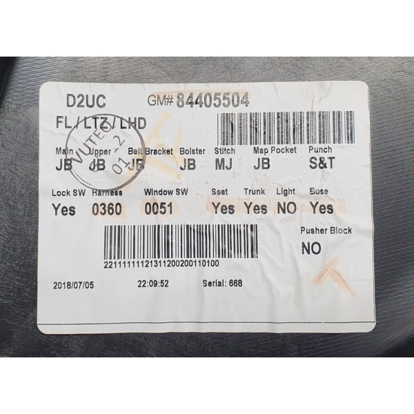 Forro Porta Diant Esq (motorista) Equinox Premier 2.0 2018