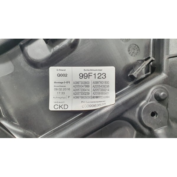 Máquina De Vidro Traseira Direita Mercedes Benz C200 2016