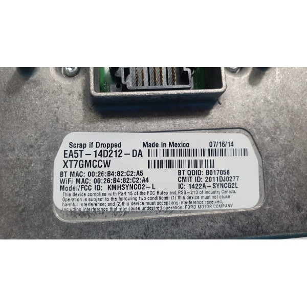 Módulo Central Multimídia Ford Fusion Titanium 2015