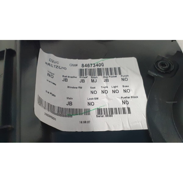 Forro Porta Traseiro Dir Gm Equinox Premier 1.5 Turbo 2022