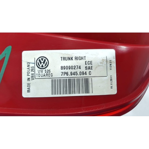 Lanterna Traseira Dir Tampa Porta-malas Vw Touareg 3.6 2011 Direito