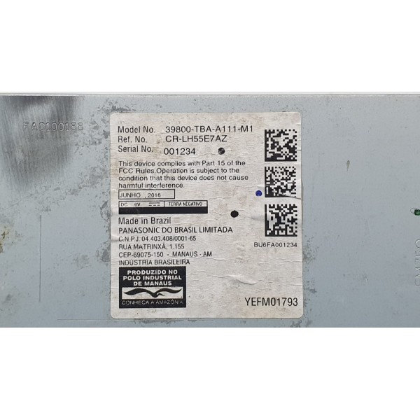 Módulo Amplificador Antena Honda Civic Touring 2017 Prateado